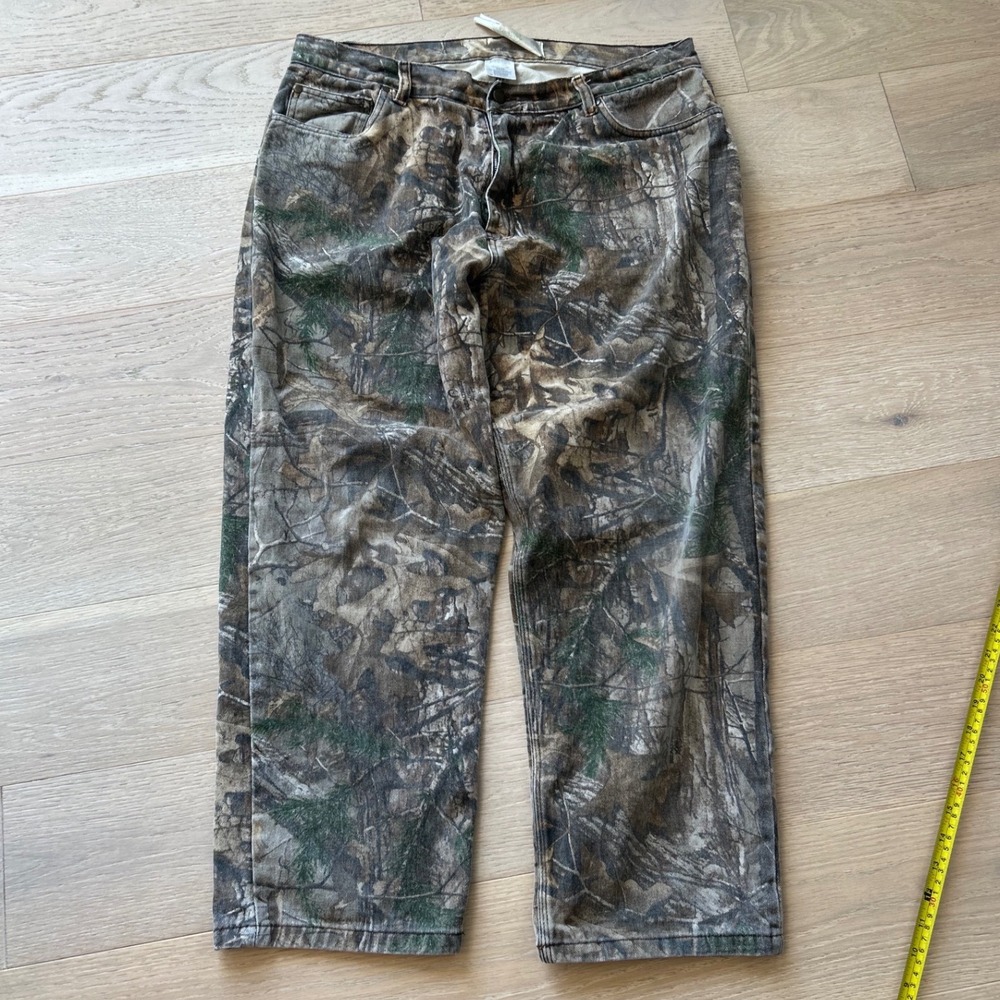 Rustic Ridge Mens Camouflage Denim Pants 38x30 RealTree Style Camo Cotton Twill